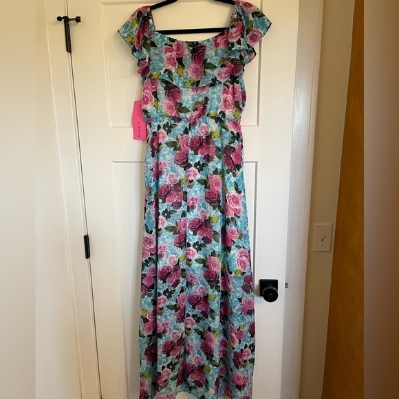 NWT Betsey Johnson Malibu Blue Floral Maxi Size 6 - Picture 4 of 6